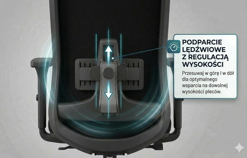 Z regulacją podparcia lędźwiowego w wysokości